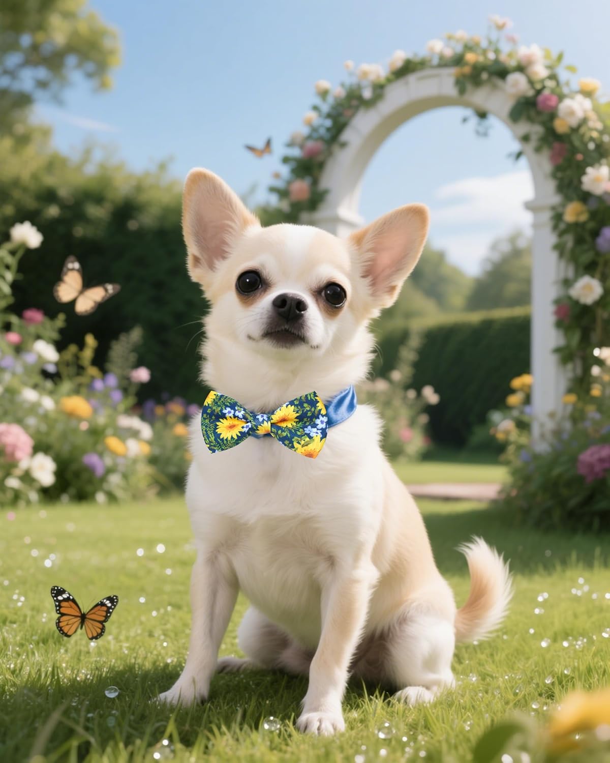 PET SHOW 10 Pack Floral Small Dog Bow Ties Sliding Collar Attachments Puppy Cats Spring Bowties for Medium Dogs Sunflower Rose Bowknots Party Holiday Pet Grooming Accessories(Small)