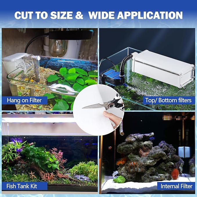 UBeesize Aquarium Filter Media Floss, 6 ft Cut to Fit Pond Filters for Outdoor Ponds and Fish Tank, High Efficiency Aquarium Filter Material, No Dye and Reusable Filter Floss