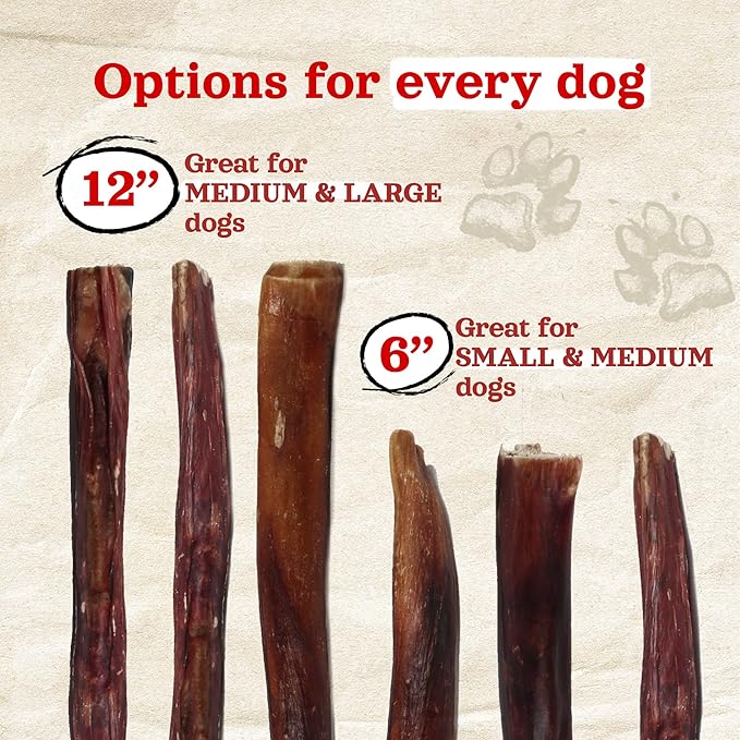 Natural Farm Power Bully Sticks Dog Chews (6”, 25-Pack), 2-in-1 Power Chews: Premium Beef Cheek Wrapped in Beef Pizzle, Long-Lasting, Great Dog Dental Treats for Small, Medium & Large Dogs