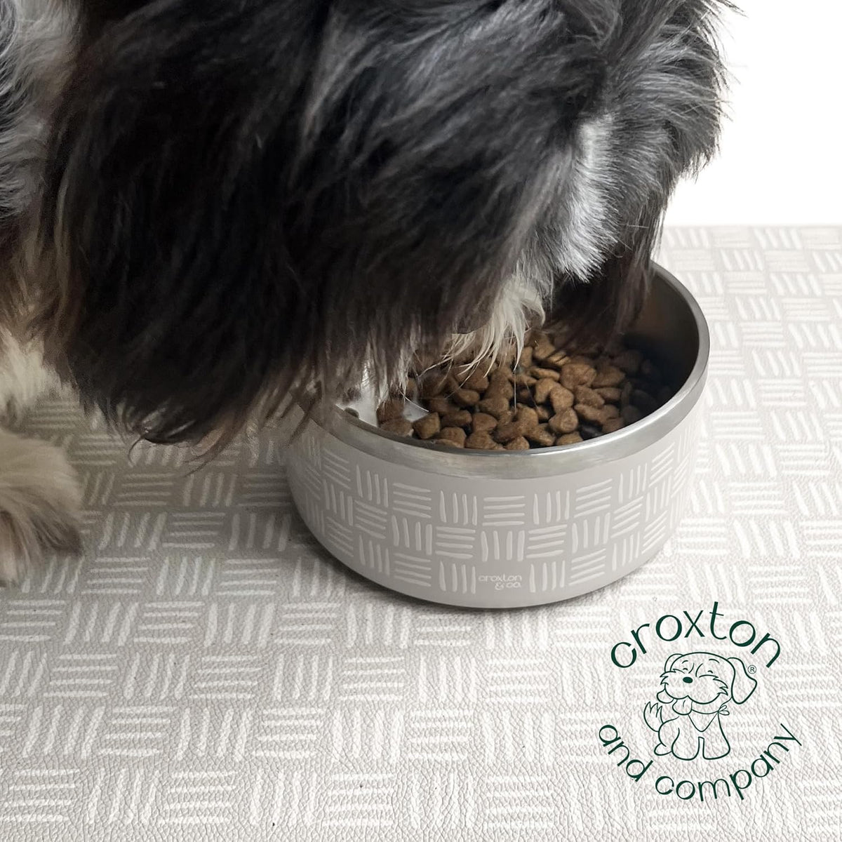 CROXTON & CO. Stainless Steel Pet Bowl for Dogs & Cats | Insulated Food Bowls for Dog Cat | No Tip No Slip | Non-Slip Rubber Base | Dishwasher Safe | Medium (4 Cups)