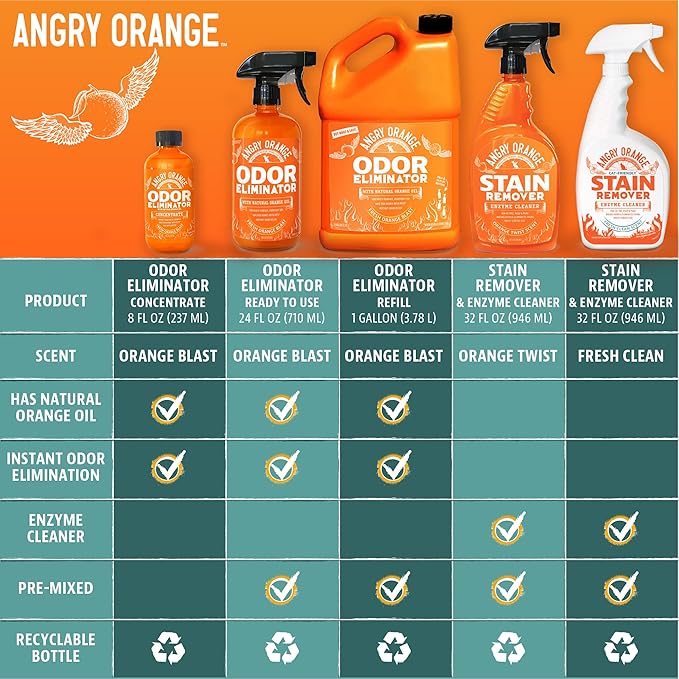 ANGRY ORANGE Pet Stain Remover for Dog Urine and Stains - Enzyme Cleaner - Citrus - Value 2 pack