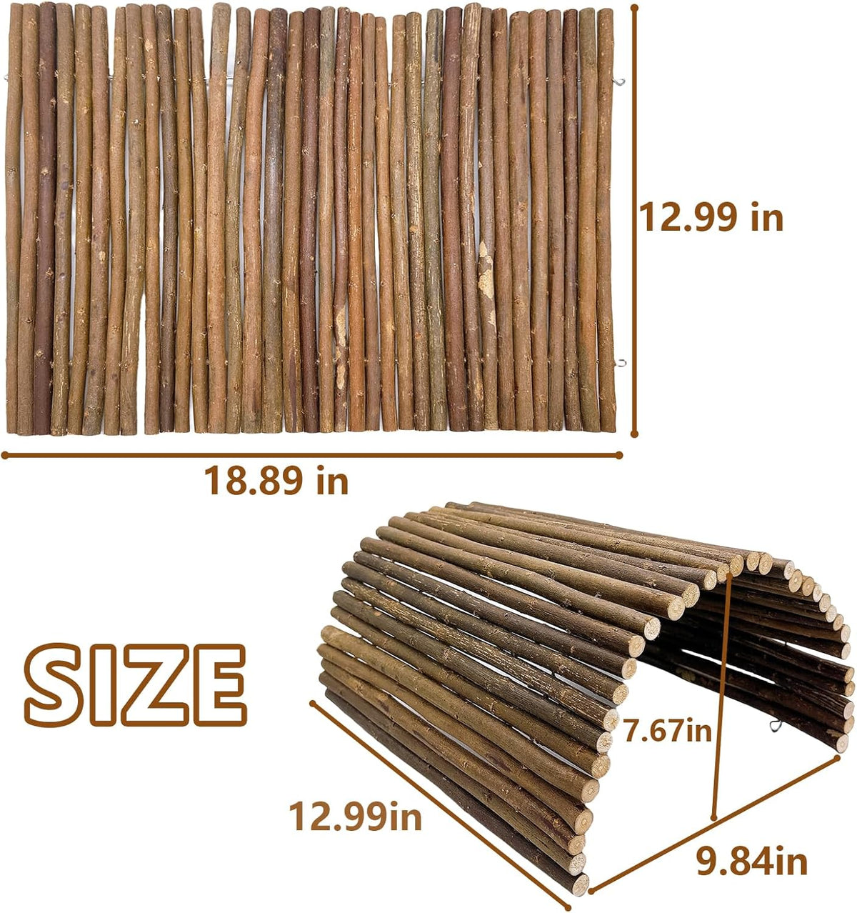 BNOSDM 12.99"x 18.89" Reptile Hideout Wooden Bridge Lizard Hide Caves Bearded Dragon Habitat Accessories for Gecko Snake Frog Chameleon Iguana Tortoise