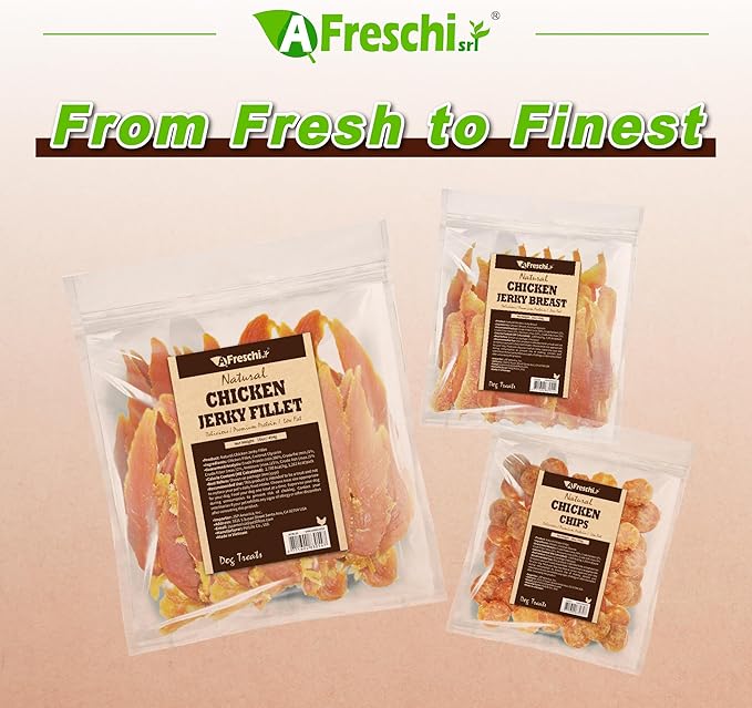 AFreschi Natural Chicken Breast Jerky 16 oz, Dog Treats, All Natural, Grain-Free, High-Protein, Low Fat, Healthy & Easily Digestible