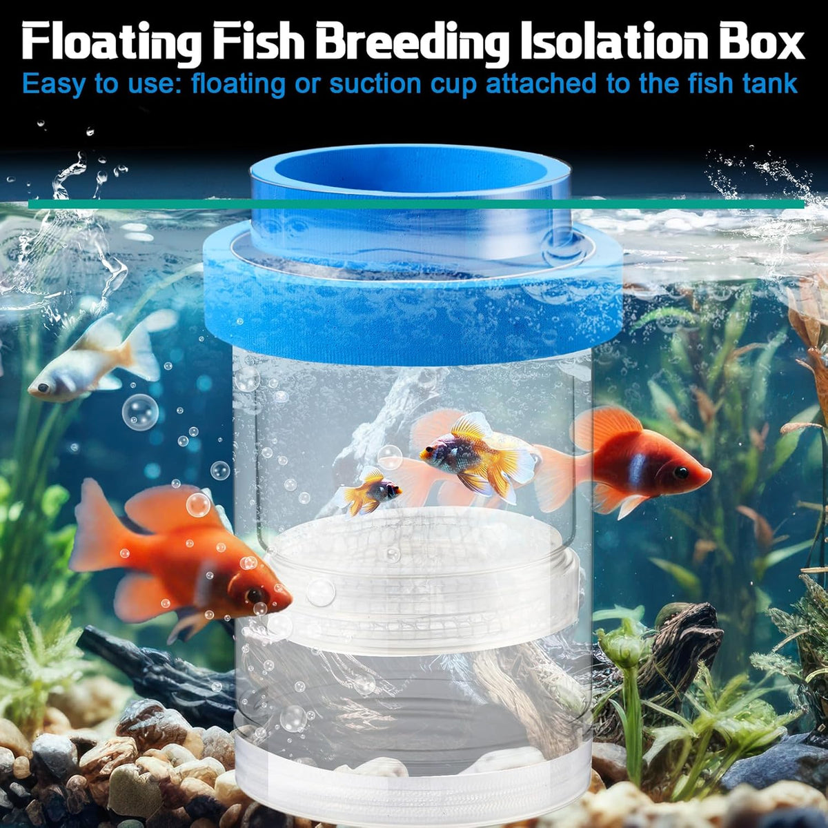 2 Pcs Breeder Box for Fish Tank Aquarium Breeder Separation Net Breeding Box with Suction Cup for Small Fish Shrimp Clownfish Guppy