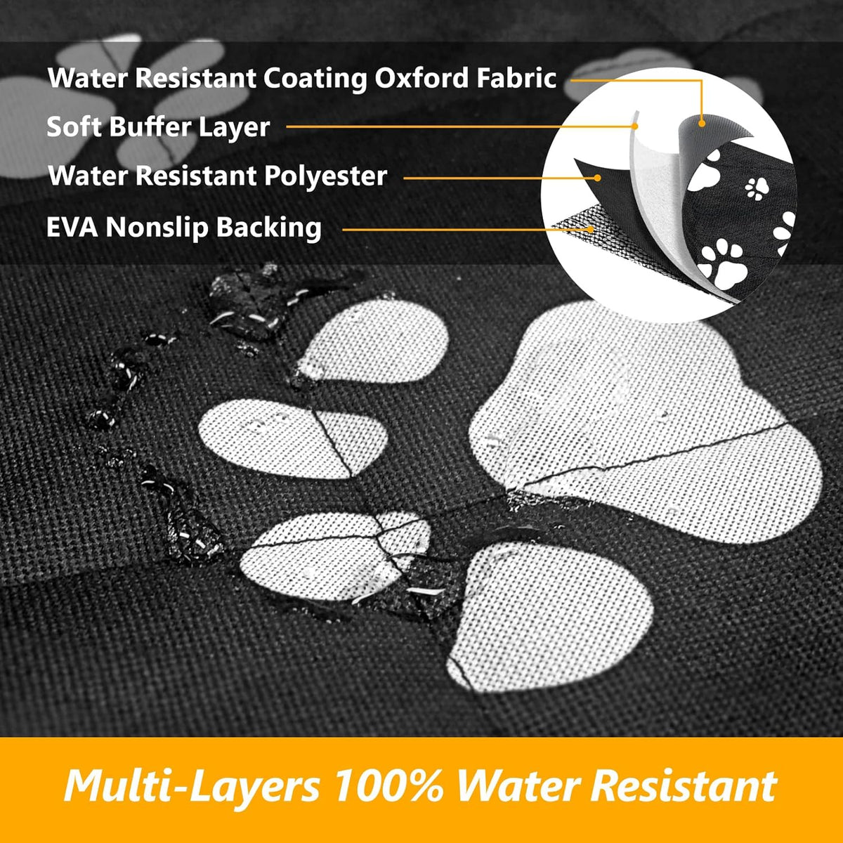 F-color SUV Cargo Liner for Dogs, Upgraded Extra Large Water Resistant Pet Cargo Cover Dog Seat Cover Mat for SUV Sedans Vans with Bumper Flap Protector, Non-Slip, Wear-Proof, Universal Fit, Paw Print