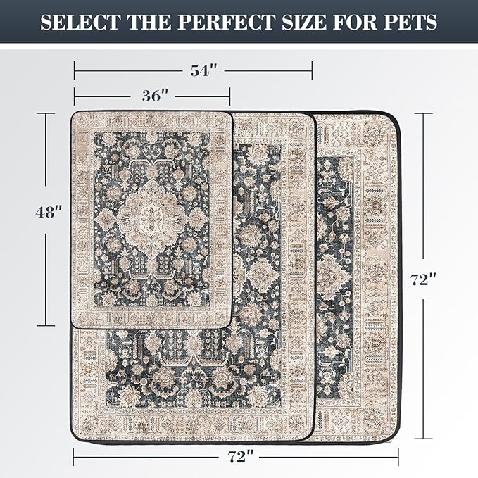 Non-Slip Dog Washable Pee Pads Extra Large 72" x 72", Boho Reusable Pet Training Pad for Playpen, Waterproof Doggie Rug Washable for Puppy Crates, Whelping Pad, Dog Rug Indoor