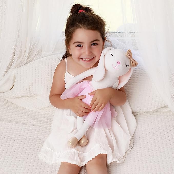 Perfectto Design Bunny Ballerina Stuffed Animal for Girls, Plush Toy Doll - Cute Doll Set Dress Up for 3 4 5 Year Old Girl - Gift for Little Girl, Birthday, Christmas Age 3-9