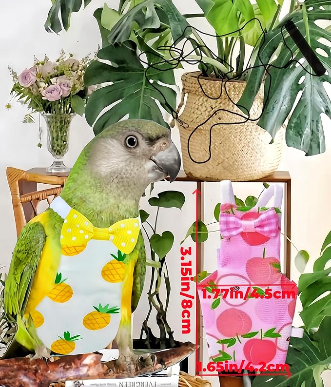 5 Pcs Bird Diapers Bird Harness Flight Suits Diapers Reusable Parrot Nappy with Waterproof Inner Layer Washable Cute Urine Wet Suit for Cockatiel Budgie Conure Macaw Parakeet Lovebird,S