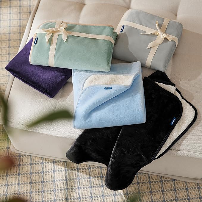 Bedsure Waterproof Dog Blankets for Extra Large Dogs - XL Cat Blanket Washable for Couch Protection, Sherpa Fleece Puppy Blanket, Soft Plush Reversible Throw Furniture Protector, 50x60, Eggplant