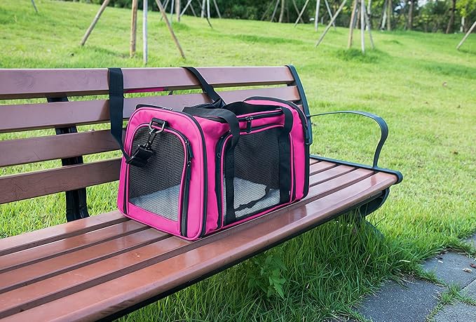 Soft Sided Carrier for Small Medium Cats Dogs,TSA Airline Approved Collapsible Travel Pet Carrier (Medium, Magenta)