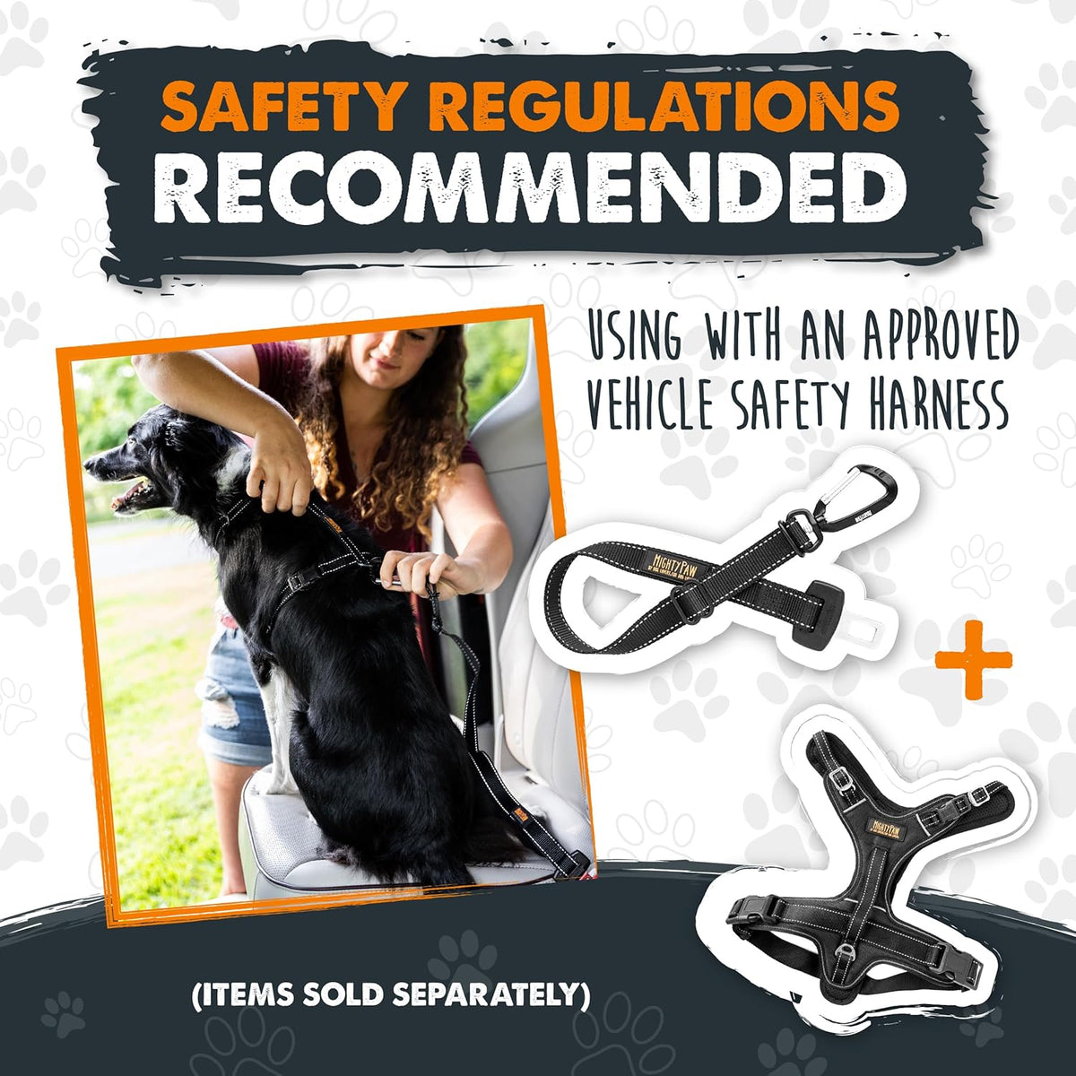 Mighty Paw Dog Seat Belt for Car - Safe Distraction Free Driving, Heavy-Duty Design with Aviation Grade Aluminum Carabiner, Adjustable Dog Seatbelt Harness for Small, Medium and Large Pets