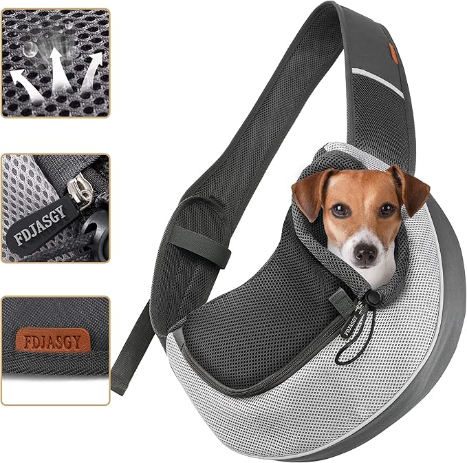 FDJASGY Pet Sling Carrier for Small Dogs Cats,Breathable Mesh Travelling Hand Free Puppy Backpack with Pouch and Adjustable Strap Carrier