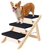 Dog Stairs/Ramp for Bed, Wooden Convertible Pet Steps, Portable Dog Ladder Up to 180 Pound for Elderly/Short-Legged Dogs, 3 Steps for Beds, Couch, Cars