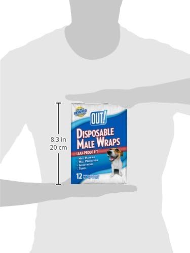 OUT! Pet Care Disposable Male Dog Diapers | Absorbent Male Wraps with Leak Proof Fit | XS/Small, 12 Count (Pack of 4)