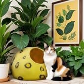 Woolygon Premium Felt Cat Cave Bed - Polka Dot Series - Wool Kitty Beds Handcrafted Kitten Caves Bed for Indoor Cats - Eco-Friendly Merino Wool, Foldable Cat Hideaway Cat Houses Pod
