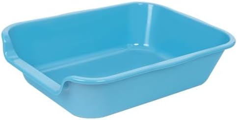2 Pack of Extra Large Cat Litter Box (ABS Material), Low Entry Senior Litter Pen for Geriatric Kitty Big Cats, Jumbo Pet Safe Litter Boxes Tray for Pets Potty (Light Blue, 20" L x 15.5" W)