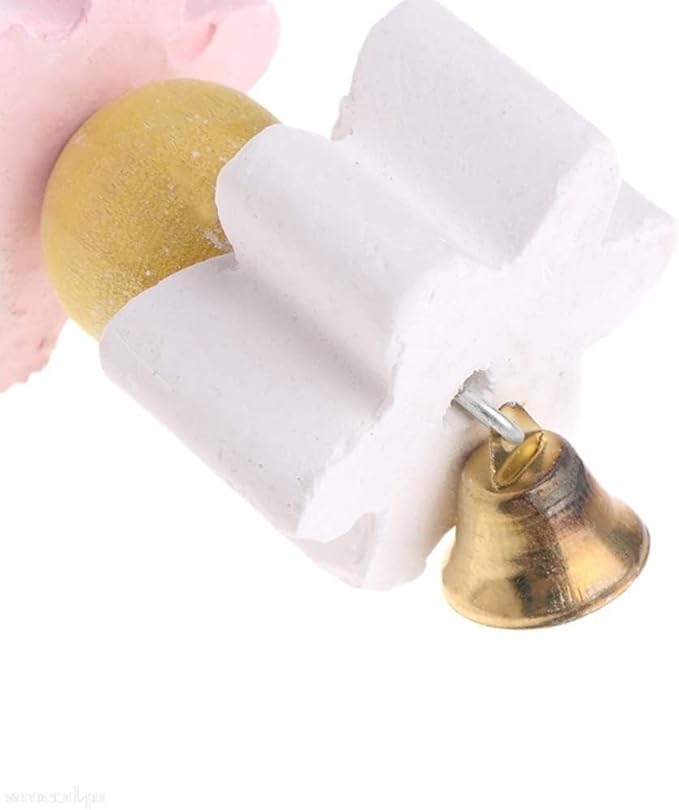Hamiledyi 2Pieces Parrot Beak Trimmer Calcium Stone Chinchilla Grinding Teeth Lava Block Bird Beak Trim Pumice Toy Mineral Rock Chewing Toys with Bell for Conure Budgies Parakeet Hamster Rabbit