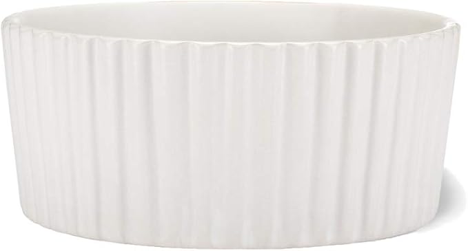 Waggo Ripple Ceramic Dog Bowl for Medium and Large Breeds - Modern with Matte Finish, Heavyweight Durable Pet Food and Water Dish Crock, Dishwasher Safe (Small, White)