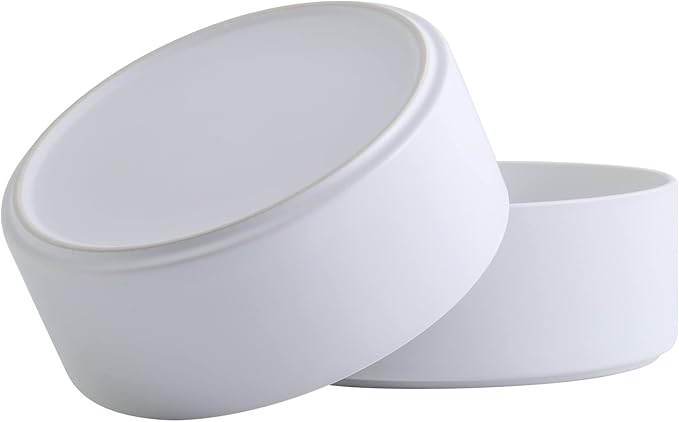 White Dog Bowl Ceramic for Medium Large Breed, Heavy Weighted Dog Food Water Feeder Dish, Non - Slip Modern Cute Extra Big Porcelain 8 in Pet Bowl Maze