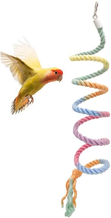 59-Inch Hanging Bird Rope Perch Stand Extra Long Gradient Color Swing for Birds Like Parrot Budgies Bird Cage Accessory Toys