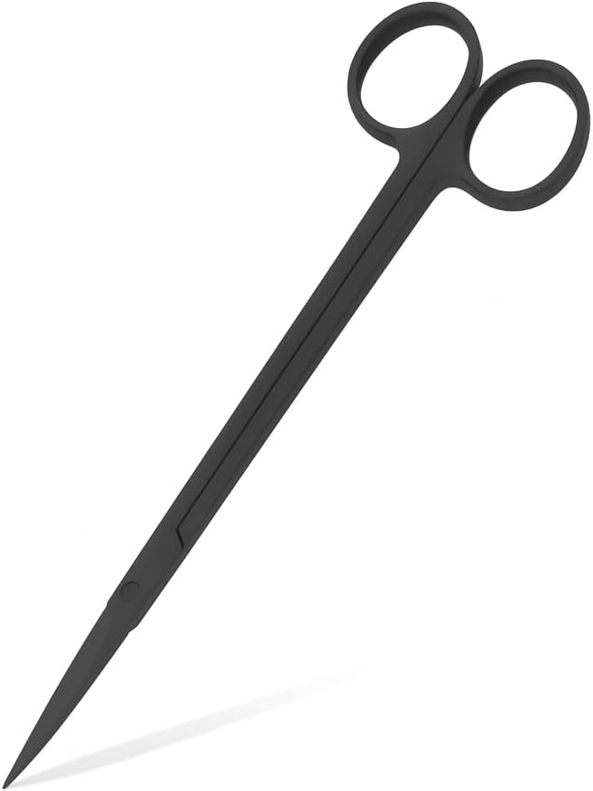 Mandala Crafts 12 Inches Black Stainless Steel Straight Aquarium Scissors for Trimming Aquatic Plants – Long Aquascape Scissors for Fish Tanks, Hospital Tanks, Goldfish Bowls, and Terrariums