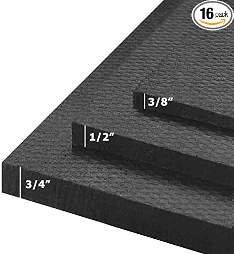 American Floor Mats - Heavy Duty Stall Tiles - Stable/Horse Tiles - Thick, Durable Rubber Flooring Solid Black 8' x 8' Set 3/8" Thick (16 Tiles Total)