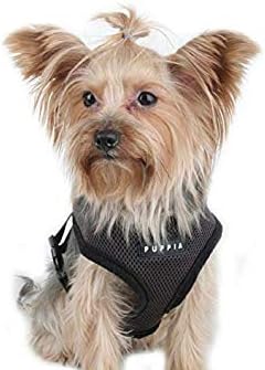 Puppia Soft Dog Harness No Choke Over-The-Head Triple Layered Breathable Mesh Adjustable Chest Belt and Quick-Release Buckle, Brown, Large