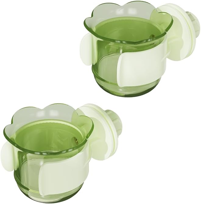 2pcs/4pcs PET Bird Bowls with Clamp, Bird Cage Feeder, Durable Water Bowl, Feeding Cups, Water Feeder for Cockatiel, Parakeet, Macaw, Finches, Lovebirds, Small Animals Gray (Light Green, 2pcs)