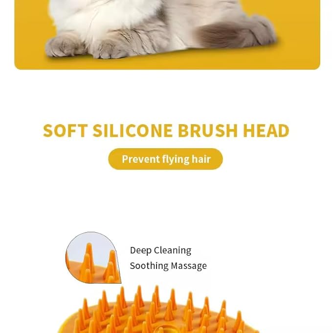 3-in-1 Rechargeable Pet Hair Brush: Massager, Steamy Comb & Self-Cleaning Mist Spray for Cats & Dogs