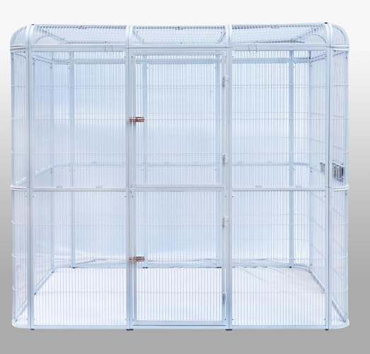 SENY Heavy Duty Large Walk-in Bird Aviary Cage, 79H x 86W x 62D inches, for Parrots, Macaws, Cockatoos, Reptiles, Dogs, Birds Flight Cage. (Silver White, Wire Size: 0.14")