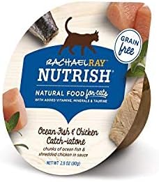 Nutrish Rachael Ray Grain Free Wet Cat Food Ocean Fish & Chicken Catch-iatore, 2.8 oz. Cup, 24 Count