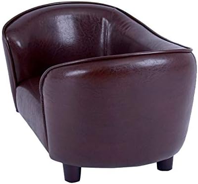 FixtureDisplays Small Pet Sofa Synthetic Leather 18" X 12" Seat Chocolate Brown for Dogs up to 18 lbs 12198NEW-NPF