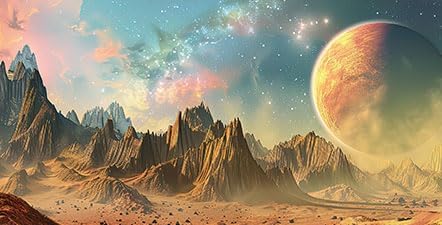 Cosmic Aquarium Background,Cool Galaxy Parallel Space Themed Fish Tank Background, Tropical Desert Terrarium Background 72X16IN with 8 EVA Double-Sided Tape