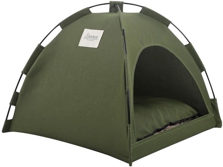 Cat Tent – Lightweight & Breathable Waterproof Shelter Designed for Indoor/Outdoor Adventures, Giving Your pet Safe Outdoor Exploration Joy. (Olive Drab, 13.8×13.8 in)