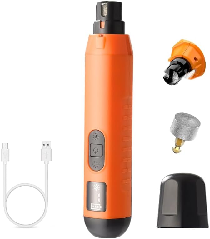 Dog Nail Grinder 5-Speed Upgrade - Professional Rechargeable pet Nail Trimmer with 2 LED Lights Ultra Quiet and Low Vibration Providing Painless Beauty for Large Medium and Small Dogs and Cats