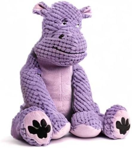 fabdog Floppies Plush Dog Toy - Cute & Durable Squeaky Dog Toys - Best Squeak Toy for Puppies and All Breeds | Ideal Pet Gift| Large Hippo