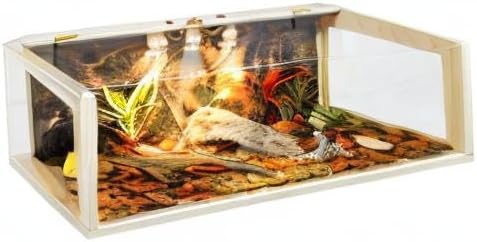 Prolee 68 Gallon Reptile Terrarium Tank Large 48 Inch Lizard Tank Bearded Dragon Tank with Roof Door, Snake Tank with Built-in Lamp Fixture and Switch, Side Windows, 48 Inch