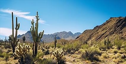 Reptile Habitat Background, Retro Desert Oasis Cactus Terrarium Background 72X24 in Background with 8 EVA Double-Sided Tape
