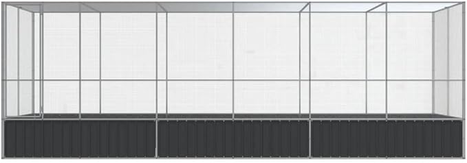 Galvanized Steel Large Flight King Bird Cage with Extension, Steel Outdoor Aviary, Outdoor Indoor Large Bird Cage Aviary Pet House for Cockatiels African Parakeets, 246.1"x81.5"x83.5",-311