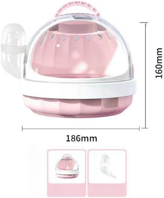 Guinea Pig Carrier Cage with Water Bottle, Portable Hamster Travel Carrier Carry Case for Small Pets, Gerbils, Mice, Dwarf Hamster (Pink)
