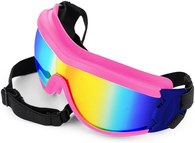 Dog Sunglasses for Large and Medium Breed, Dog Goggles for Large Dogs, Sun Protection, Windproof, Waterproof, Dustproof and Anti-Fog with Adjustable Strap for Driving, Motorcycle (Pink)