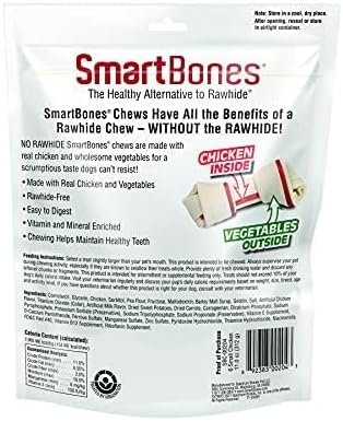 SmartBones Dog Chews, Treat Your Dog to Rawhide-Free Dog Bones, Made With Real Meat and Vegetables, 3 Large