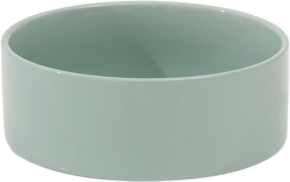 Ceramic 7.3inch Dog Bowl, Food and Water Bowl for Medium Breed Dog, Pet Feeder for Replacement (Single Bowl, Light Green)