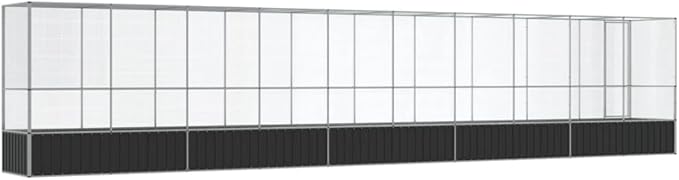 Galvanized Steel Large Flight King Bird Cage with Extension, Steel Outdoor Aviary, Outdoor Indoor Large Bird Cage Aviary Pet House for Cockatiels African Parakeets, 410.4"x42.1"x83.5",-308