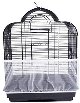 TIANRUOXIAOKE Universal Bird Cage Seed Catcher Seeds Guard Parrot Mesh Net Cover Stretchy Shell Skirt Traps Cage Basket Soft Airy Parrot Cage Skirt (M, White)