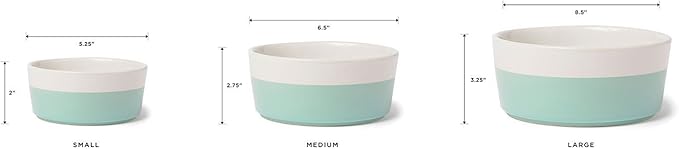 Waggo Dipper Ceramic Dog Bowl for Small and Large Breeds - Heavyweight and Durable Pet Food and Water Dish Crock, Dishwasher Safe, Modern (Dolphin, Small)