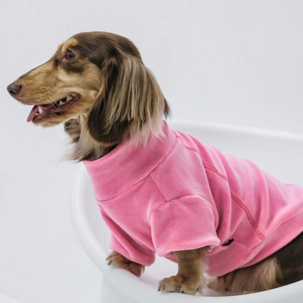 Fitwarm Classic Fleece Dog Sweater, Turtleneck Sweatshirt, Winter Clothes - Small Dogs Girl, Cat Apparel - Pink, Rose, Baby Pink, XS