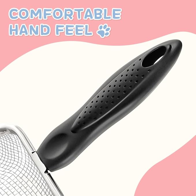 Cat Litter Scoop,Sturdy Litter Cleaner Corner Shovel,Stainless Steel Mesh Litter Shovel,Easy to Clean Reptile Terrarium Sand Waste,Beach Shovel(Black)