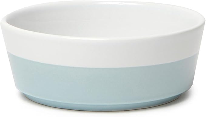 Waggo Dipper Ceramic Dog Bowl for Small and Large Breeds - Heavyweight and Durable Pet Food and Water Dish Crock, Dishwasher Safe, Modern (Cloud, Small)