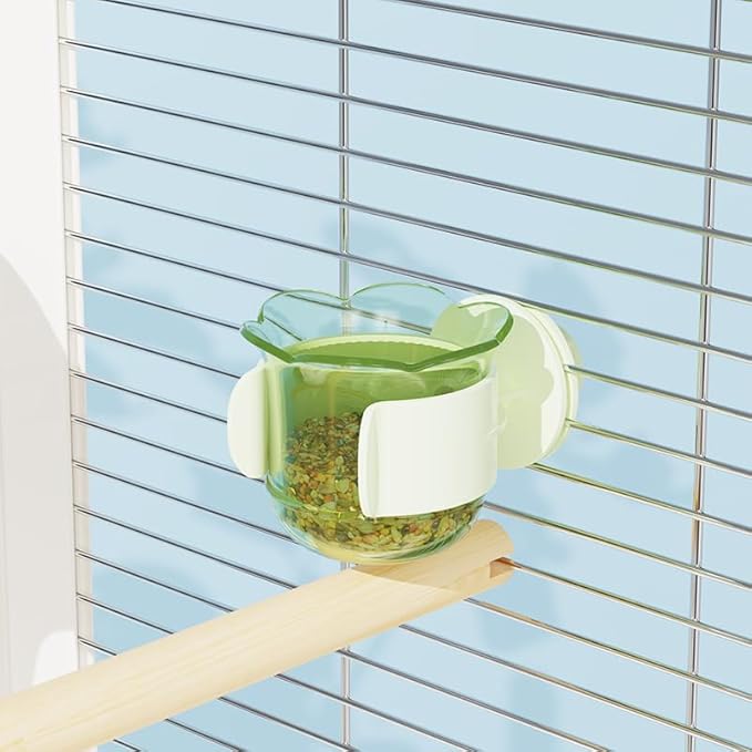 2pcs/4pcs PET Bird Bowls with Clamp, Bird Cage Feeder, Durable Water Bowl, Feeding Cups, Water Feeder for Cockatiel, Parakeet, Macaw, Finches, Lovebirds, Small Animals Gray (Light Green, 2pcs)